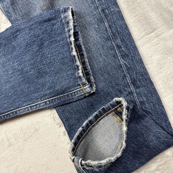 Everlane The Cheeky Jean Women’s 26R Medium Wash Cropped Button Fly Ripped Knee - Picture 4 of 8